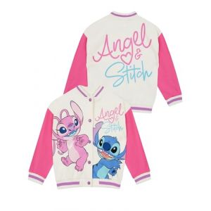 Disney Veste Stitch Et Angel | Blouson Aviateur Filles | Angel Et Stitch Vetement Fille | Rose 6-7 Ans (Character FR, neuf)