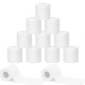 12 Rouleaux 5 cm x 4,5 m Bandage Autoadh&eacute;sif Bande Strapping Adh&eacute;sif Sparadrap Cohesive Adhesive pour Humains et Animaux Bande Cohesive pour Prot&eacute;gez Poignets Chevilles Genoux Muscles (Blanc) (GuduoEU, neuf)
