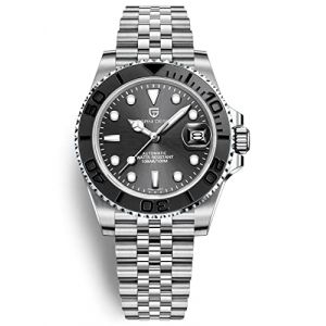 Montre Homme Pagani Design Montre M&eacute;canique Automatique Mouvement &Eacute;tanche 100M Verre Saphir Lunette C&eacute;ramique Acier Inoxydable Montre de Plong&eacute;e PD-1651 Yacht Master(Anniversaire Noir) (Pagani Design Limited, neuf)