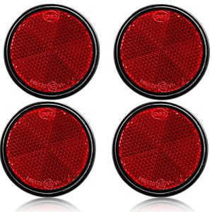 DARKGUARD 4xCatadioptre Rond Rouge,Ø60 mm Homologué E9 Catadioptre Réflecteur Adhésif pour Remorque,Catadioptre Rond Signalisation pour Van Voitures RV Tracteur Caravane (Rouge-Rond-Adhésif-4pièces (DARKGUARD, neuf)