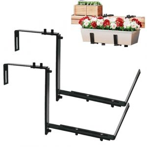 Bvizyelck 2PCS Supports De Jardini&egrave;re R&eacute;glables Pour Fen&ecirc;tre, Supports Pour Pots Et Jardini&egrave;res R&eacute;glables Pour Bo&icirc;te De Fen&ecirc;tre, Support De Bacs &Agrave; Fleurs Pour Balustrades Et Balustrades De Balcon (ruzthena, neuf)