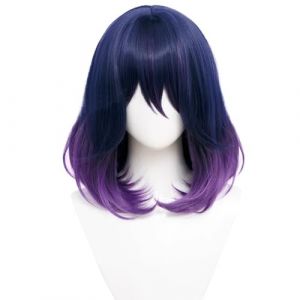RiRaku Anime Cosplay Perruque Vermeil Blue Ombre Purple Short Curly Halloween Costume Cosplay Perruque,pour F&ecirc;te Carnaval No&euml;l (ZouPingPengQiJianZhuGongChengYouXianGongSis, neuf)