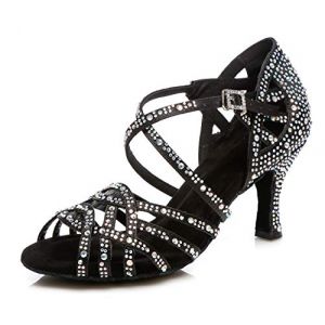 MINITOO Femme Danse Chaussures avec Strass Mariage Soirée Sandals avec Talon L357 Noir EU 39.5 (Shaoguanshi Borun Maoyi Youxiangongsi, neuf)
