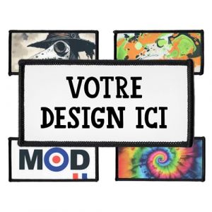 Patch Personnalis&eacute; Rectangle 5cm &agrave; 20cm avec votre Photo, Logo, Text ou Design | Impression Textile Haute R&eacute;solution | &Eacute;cusson Thermocollant sur mesure | Pour Vestes & V&ecirc;tements (5,1cm x 10,2cm) (Concrete Schoolyard Berlin, neuf)