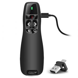 VOVIGGOL USB/Type-C 2 en 1 Ergonomique Telecommande Ordinateur Powerpoint Rechargeable, PPT Presentation Cliqueur Zapette Powerpoint Pointeur Slide Pr&eacute;sentateur Sans Fil pour Ordinateur PC Portable (VOVIGGOL EU, neuf)