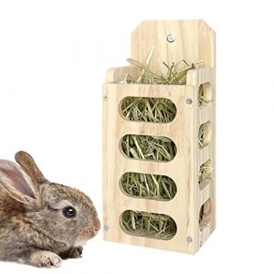 Fukamou Mangeoire à Foin pour Lapin | Mangeoires à Foin pour Lapins pour Cages | Mangeoire à Foin en Bois pour Lapin Cochon d'InPorte-Foin en Bois pour Petits Compagnie (view-up, neuf)