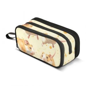 Trousse à crayons jaune Little Hamster, grande capacité pour garçons et filles, trousse à crayons à 3 compartiments pour étudiants, papeterie, marqueur pour l'école, le bureau, le travail, Petit (qianjiangshihuchaoshangmaoyouxiangongsi, neuf)