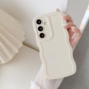 UEEBAI Coque pour Samsung Galaxy A16 4G/5G, Housse de Protection Wave Frame Etui en Ultra Léger et Mince Antichoc Souple TPU Bumper Cover pour Filles Femme Full Caméra Protection, Beige (UEEBAI, neuf)