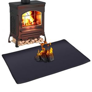 TENGWA Tapis Anti Feu 50 * 80CM Tapis Chemin&eacute;e Anti Feu Noir Tapis Ignifuge Chemin&eacute;e R&eacute;sistant Hautes Temp&eacute;ratures Anti &eacute;tincelles Prot&egrave;ge aux Fours &agrave; Micro Ondes Friteuses Cafeti&egrave;res Etc (ATENGYU, neuf)