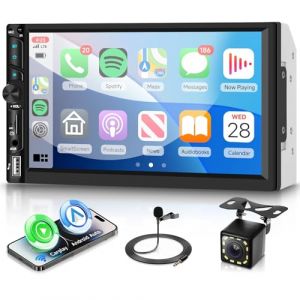 VECHTEL Autoradio 2 Din avec Carplay Android Auto sans Fil, 7 Pouces IPS HD &Eacute;cran Tactile Poste Radio Voiture Soutien Bluetooth Radio FM EQ USB/TF/AUX Mirror Link SWC MIC Cam&eacute;ra de Recul T&eacute;l&eacute;commande (VECHTEL, neuf)