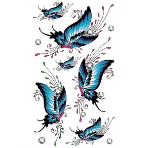 5 pcs Tatouage Ephemere Papillon Bleu Tatouage Temporaire Femme Étanche Poitrine Cicatrice Couvrant Durable Anti-Sueur Sexy Tatouage Temporaire (PEKNUX, neuf)