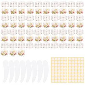 Lot de 73 pots vides de 5 ml, pots &agrave; cosm&eacute;tiques pour baume &agrave; l&egrave;vres, pots vides avec couvercle, mini pots pour cr&egrave;me, conteneurs pour &eacute;chantillons, pots &agrave; cr&egrave;me &agrave; remplir (wodungood, neuf)