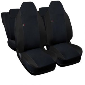 Rebeca Shop® Housses de siège auto compatibles pour Twingo première et deuxième série avec sièges arrière divisés, lot de 6, différentes couleurs (noir/noir, pour Twingo 1/2a série NO Logo) (Rebecashop, neuf)