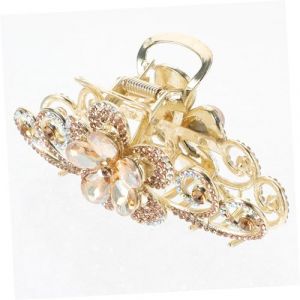 NOLITOY Pince &agrave; Cheveux Strass En Alliage Floral Grosse Taille Pour Femmes Cheveux Fins Pince Griffe Multifonctionnelle Chignon Queue De Cheval Tresse Accessoire Couleur Dor&eacute;e Clair (M.Meteorite, neuf)