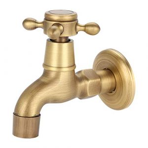 Yosoo Health Gear Robinet Mural, Robinet de Robinet en Laiton Massif Vintage, Levier Unique de Robinet d'eau Froide pour Toilettes, Salle de Bains, Jardin, Robinet de Machine à Laver(Court) (Letaer, neuf)