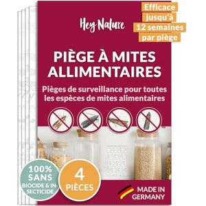 Hey Nature® Piège à Mites Alimentaires, 4 pièces, Piège Anti Mites Alimentaires sans Insecticide, Effet d'attraction Maximal pour détecter l'infestation, Piège de Surveillance Anti mite Alimentaire (Hey Nature, neuf)