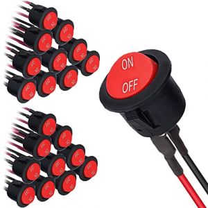 RUNCCI-YUN 20pcs Interrupteur à Bascule Rond,on/Off Interrupteurs à bascule,Voiture interrupteur 12V 6A/250V 10A/125VAC SPST Précâblé Interrupteurs à bascule pour Voiture,Camion,rouge (RUNCCI-YUN, neuf)
