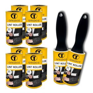 AiTodos® Rouleau Poils Animaux 600 Feuilles, 10 Rouleaux + 2 Poignées pour Enlever Les Poils des Vêtements, Canapés, Poils de Chat, Poils de Chien et Tapis (60 Feuilles/Rouleau) (Aitodos, neuf)