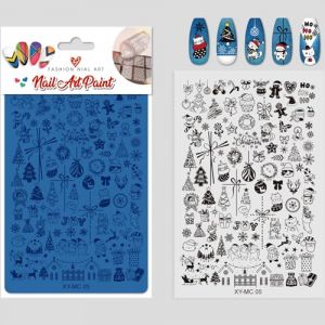 Pochoir &agrave; ongles de No&euml;l en acier inoxydable avec motif renne et arbre pour les vacances, manucure, art des vacances, pochoir pour les d&eacute;butants (XCengzy, neuf)