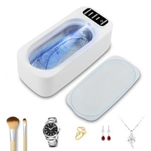 Msiud Nettoyeur Ultrasons, Nettoyeur de Bijoux &Agrave; Ultrasons avec 350ml Bac a Ultrason 50KHz Nettoyeur Ultrason Lunettes avec 4 R&eacute;glages de Temps pour Bijoux Lunettes Diamants Dentiers Montres (yusunny, neuf)