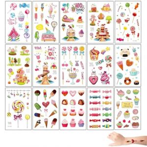 ZORVYN 15pcsTatouage temporaire &agrave; paillettes pour le visage pour f&ecirc;te &agrave; th&egrave;me, Halloween et carnaval,Tatouage Temporaire Sucette Autocollants D&eacute;co (SESINEND, neuf)