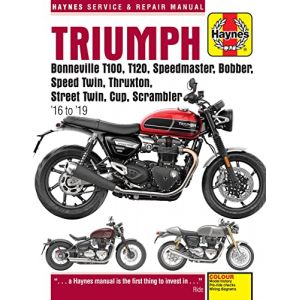 Haynes Triumph Bonneville T100, T120, Speedmaster, Bobber, Speed Twin, Thruxton, Street Twin, Cup, Scrambler '16 to '19 Service & Repair Manual: Water-Cooled Twins (TheGlobalBuyer, neuf)
