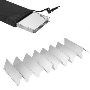Pare-Vent Pliable Aluminium,Plaques Pare-Brise de Camping,Camping Plein Air Pare-Brise,Protection antivent pour réchaud à gaz Pliable,pour Camping Réchaud Extérieur,Pique-Nique (16 Plaques) (QANEASS, neuf)