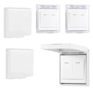 JYNXOR 4 Pcs Cache Prise Electrique, Type 86 Réversible Obturateur Prise Murale Étanche 9x8.7 x2.2cm,Cache Prise Bébé, Cache Interrupteur Mural Encastrées Pour Salle De Bain, Chambres, Cuisine(Blanc) (SHOPSCAPE INK, neuf)