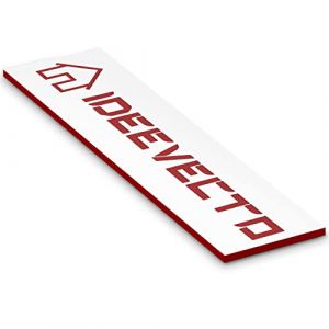 Plaque boite aux lettres personnalisable dimension 100 x 25 mm BLANCHE gravure Rouge - Plastique PVC Acrylique - r&eacute;sistant aux intemp&eacute;ries et aux UV - autocollante adh&eacute;sive au verso produit (Ideevecto, neuf)