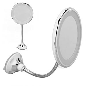 Miroir de Maquillage éclairé Grossissant 10x avec 18 Lumières LED, Miroir de Maquillage à Col de Cygne Réglable à Ventouse, Miroir de Courtoisie éclairé pour Bureau à Domicile (Beiyizhu, neuf)