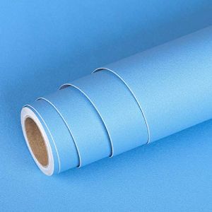 Livelynine Papier Adhesif pour Meuble Cuisine Bleu Mat 40CMx5M Lavable Rouleau Adhesif pour Meuble Enfant Placards Bureau Etagère Papier Peint Adhésif Mural Chambre Bleu Clair Film Adhésif Meubles (Livelynine Euro, neuf)