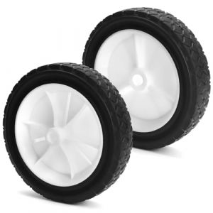 QWORK® Lot de 2 Roue e Remplacement pour Tondeuse, Chariot de Gril, Chariot à Bras - Caoutchouc & ABS, Diamètre 175 mm, Capacité 70 kg (7" x 1,5") (shavinglikes, neuf)
