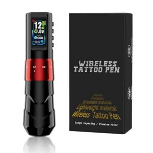 TTOOGO Stylo tatouage rotatif sans fil avec course r&eacute;glable 2,0&ndash;4,2 mm, cartouche sans fil Tatoo Machine 1600mAh, 4&ndash;12V,Rouge,1 battery (TTOOGO-fr, neuf)