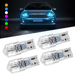 4X T10 168 W5W LED d&ocirc;me de voiture Wedge Light 8 LED D&eacute;codage du courant constant continu Lampe de lecture de voiture &agrave; LED &Eacute;clairage de la plaque d'immatriculation 12-24V Universel-Glace bleue (Caiwanbing, neuf)