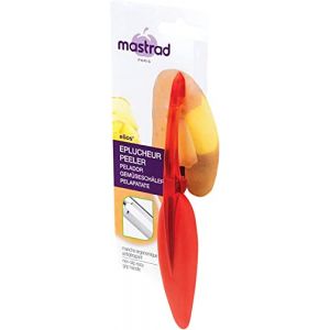 Mastrad F20015 Eplucheurs Fruits et légumes – Utilisation Simple – Gamme Elios – Double Tranchant – Lame INOX – Ambidextre – Compatible Lave-Vaisselle – Rouge 17 cm (CASSEROLES-ET-USTENSILES-CULINAIRE, neuf)