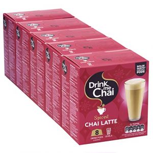 Drink Me Chai Th&eacute; Chai au Lait &eacute;pic&eacute; Compatible avec des capsules Dolce Gusto, 8, capsules x 5 Bo&icirc;tes (40 capsules Chai Latte, 40 Portions au Total) (Aimia Foods, neuf)