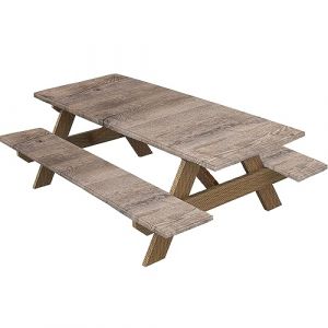 Highdi Nappes pour Table de Pique Nique avec Housses de Banc, Nappe Rectangulaire Ajustée Couverture de Table imperméable Élastique pour Extérieur, Jardin, Camping, Fête (Grain de bois,30*72 pouces) (Highdi, neuf)