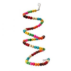 GREENLANS-1 Jouet coloré en perles de bois pour perroquet, gris du Gabon, perruche, cacatoès, balançoire, échelle en spirale (GREENLANS, neuf)