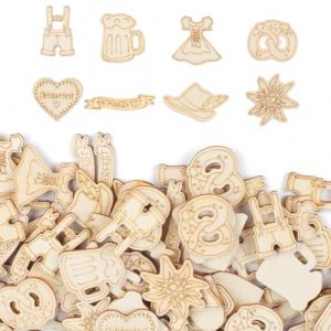 WUSJCOF 100 Pièces Décorations de Table en Bois pour Oktoberfest, Confettis en Bois Édelweiss Chapeau Bière Costume Bavarois, Décorations de Fête Bavaroise (3-4CM) (NAROU DUTEN, neuf)