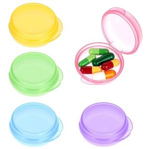 WLLHYF Petit Pilulier Bo&icirc;te 5 Pcs Portable Mini Voyage Pilulier M&eacute;dicament Organisateur Transparent Rond Vitamine Conteneur pour Les Voyages En Plein Air (Weimqin, neuf)