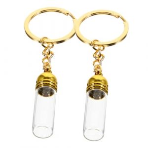 VICASKY 2pièces Porte-clés Fiole Verre Transparent Pendentif Petite Bouteille à Souhaits Porte-clés Pot De Rangement Avec Fermeture Sécurisée Pour Liquides (Micanties, neuf)