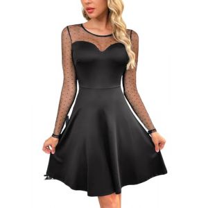Zeagoo Robe Femme Chic et Elegant Robe Cocktail Dentelle Rockabilly Robe Retro Vintage Robe de Fête Soirée Mariage Robe Swing Années 50 (Zeagoo direct, neuf)