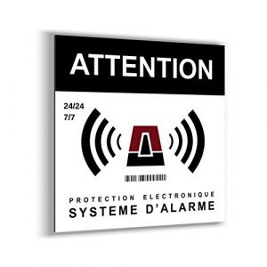 imaggge.com Panneau Rigide - Attention - Alarme &eacute;lectronique - Carr&eacute; 15 cm - Ultra r&eacute;sistant - Aluminium (Pas PVC) - Signaler Un syst&egrave;me de Surveillance/cam&eacute;ra - pour Mur, Poteau, barri&egrave;re,... (imaggge. com, neuf)