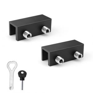 TIANLIN 2 Pi&egrave;ces Verrou Porte Coulissante, Bloque Porte Coulissante Noir 16 mm, avec Cl&eacute; Hexagonale et Cl&eacute; C&oelig;ur, Compatible Baie et Fen&ecirc;tre Coulissante 1-16 mm (TIANLINN, neuf)