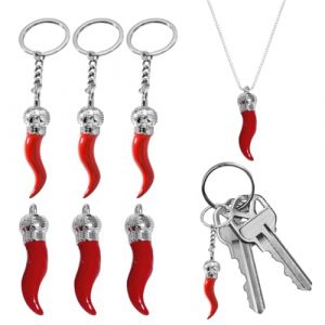 QEXUJOW Porte-cl&eacute;s femme,Pendentif/breloque porte-cl&eacute;s piment rouge &agrave; faire soi-m&ecirc;me (6 pi&egrave;ces) (jianxinzhao, neuf)