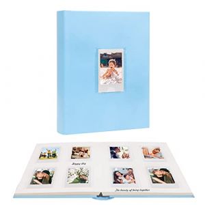 Album photo Polaroid à 128 pochettes avec espace d'écriture, fenêtre avant, 7,6 cm, compatible avec Fujifilm Instax Mini 12 11 9 8 7s 90 40, Polaroid 300, HP Sprocket, K-pop Photocards (bleu) (Ruibtree-FR, neuf)