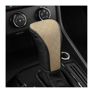 JNNJ Housse Universelle Pour Pommeau De Levier De Vitesse, Protecteur En Cuir Pour Levier Vitesse Voiture, Housse Antidérapante En Cuir Respirant Pour Pommeau Levier Vitesse Automatique(Noir Beige) (KJHmaoyi, neuf)