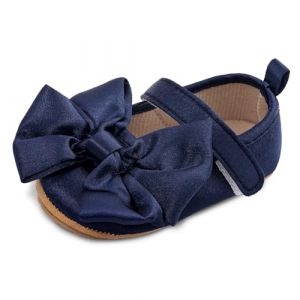 MASOCIO Chaussure Bebe Fille Ballerine Chaussures de Marche B&eacute;b&eacute; Souple Taille 18 Chaussons Premier Pas Princesse 0-6 Mois Bleu Marine (Ortego, neuf)