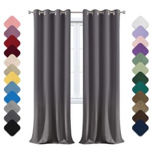 Rideau Occultant à Œillets - Thermique, Opaque, Isolant Phonique - 120x240cm (LxH) - Pour Porte, Dressing, Chambre, Salon, Balcon - Gris Foncé (Xiangchengshiyansuoshangmaoyouxiangongsi, neuf)