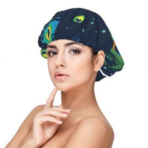 Imprimé plumes de paon,Bonnet de nuit en satin pour adulte - Bonnet de nuit élastique pour femme, couvre-cheveux de nuit (lfjshop, neuf)
